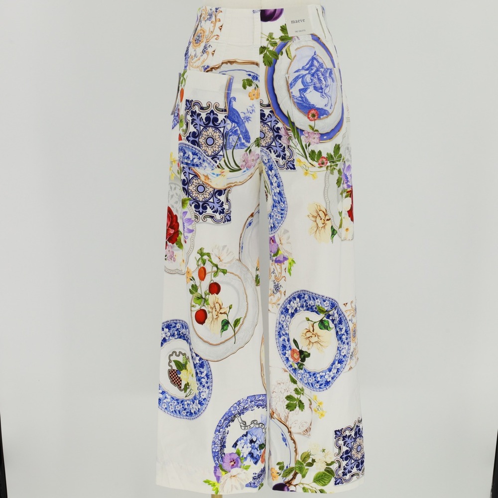 Maeve Anthropologie The Colette Crop Wide Leg Pants Size 26 Magic Fabric Artsy - Picture 3 of 10